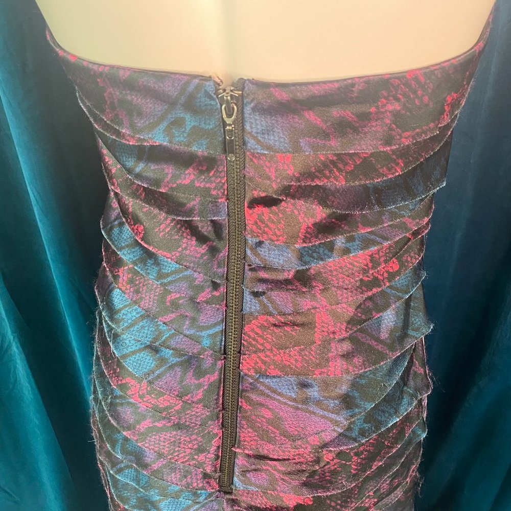 Bebe Snake Print Strapless Tiered Mini Dress - Picture 10 of 12
